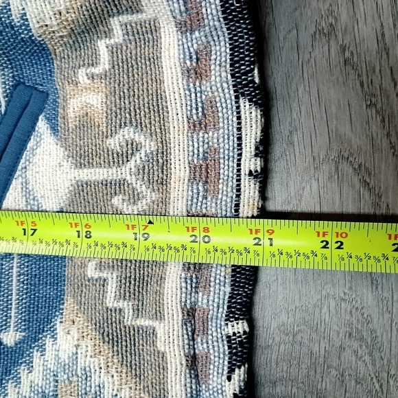 Vintage New Identity Tapestry Blue Aztec Heavy Blazer Jacket Cropped Boxy Size S - Picture 6 of 9